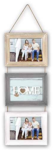 ZEP Lavigny - Portafotos triple de madera en tamaño 10x15, marrón, gris y blanco