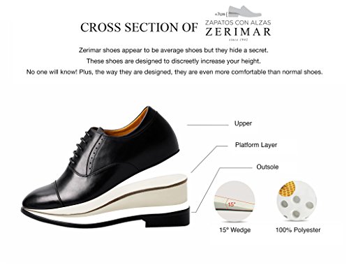 Zerimar Zapatos con Alzas Hombre| Zapatos de Hombre con Alzas Que Aumentan su Altura + 7 cm| Zapatos con Alzas para Hombres | Zapatos Hombre Vestir | Fabricados en España