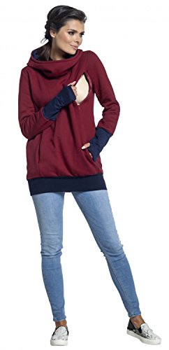 Zeta Ville - Sudadera de Lactancia 2 en 1 Detalles Contraste - para Mujer - 330c (Carmesí & Armada, 44-46, 3XL)