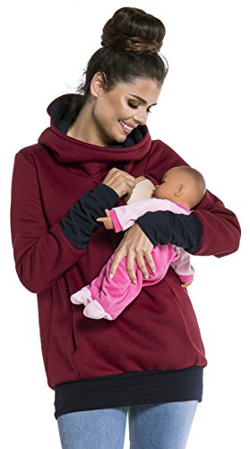 Zeta Ville - Sudadera de Lactancia 2 en 1 Detalles Contraste - para Mujer - 330c (Carmesí & Armada, 44-46, 3XL)