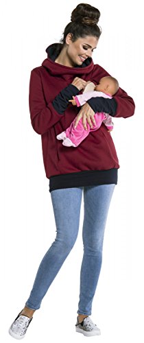 Zeta Ville - Sudadera de Lactancia 2 en 1 Detalles Contraste - para Mujer - 330c (Carmesí & Armada, 44-46, 3XL)