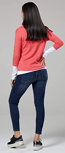 Zeta Ville - Sudadera de Lactancia 2 en 1 Detalles Contraste - para Mujer - 348c (Coral & Blanco, 42-44, 2XL)