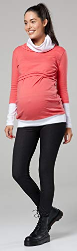 Zeta Ville - Sudadera de Lactancia 2 en 1 Detalles Contraste - para Mujer - 348c (Coral & Blanco, 42-44, 2XL)