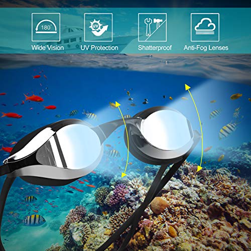 ZetHot Gafas de natación, sin Fugas, Anti-Niebla, Protección UV, para Adultos, Hombres Mujeres Jóvenes Niños Niñas. (Negro)