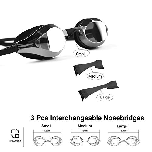 ZetHot Gafas de natación, sin Fugas, Anti-Niebla, Protección UV, para Adultos, Hombres Mujeres Jóvenes Niños Niñas. (Negro)