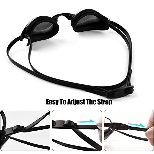 ZetHot Gafas de natación, sin Fugas, Anti-Niebla, Protección UV, para Adultos, Hombres Mujeres Jóvenes Niños Niñas. (Negro)