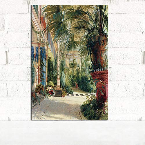 zgwxp77 Coconut Tree Architecture Landscape Poster Printing Canvas Painting Living Room Pared Moderna imagen50x60cm sin Marco