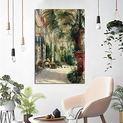 zgwxp77 Coconut Tree Architecture Landscape Poster Printing Canvas Painting Living Room Pared Moderna imagen50x60cm sin Marco