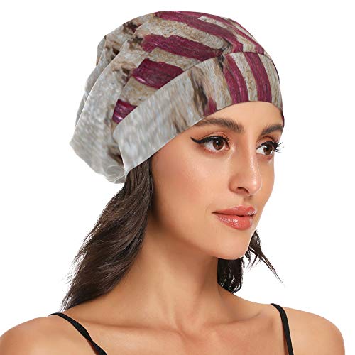 ZHANGhome Gorra para Dormir para el Cabello Hombres Primer Plano de béisbol Viejo y Sucio con Costuras Rojas Gorra para Dormir para el Cabello Gorra de Noche Duradera y Suave para el exterio