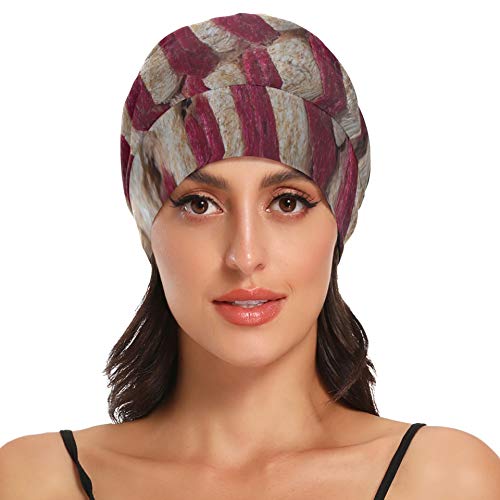 ZHANGhome Gorra para Dormir para el Cabello Hombres Primer Plano de béisbol Viejo y Sucio con Costuras Rojas Gorra para Dormir para el Cabello Gorra de Noche Duradera y Suave para el exterio