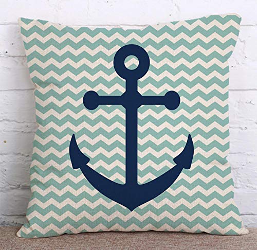 ZHAOCC Funda de cojín Funda de Almohada Sofá Funda de Almohada Juego de 5 Piezas de Lino Creativo Estilo Marinero Dormitorio de Moda Sala de Estar Decoración del hogar 45 * 45 cm