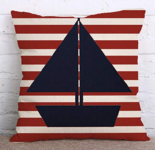 ZHAOCC Funda de cojín Funda de Almohada Sofá Funda de Almohada Juego de 5 Piezas de Lino Creativo Estilo Marinero Dormitorio de Moda Sala de Estar Decoración del hogar 45 * 45 cm