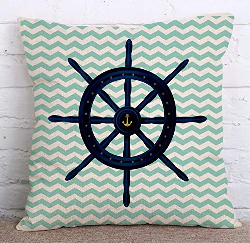 ZHAOCC Funda de cojín Funda de Almohada Sofá Funda de Almohada Juego de 5 Piezas de Lino Creativo Estilo Marinero Dormitorio de Moda Sala de Estar Decoración del hogar 45 * 45 cm