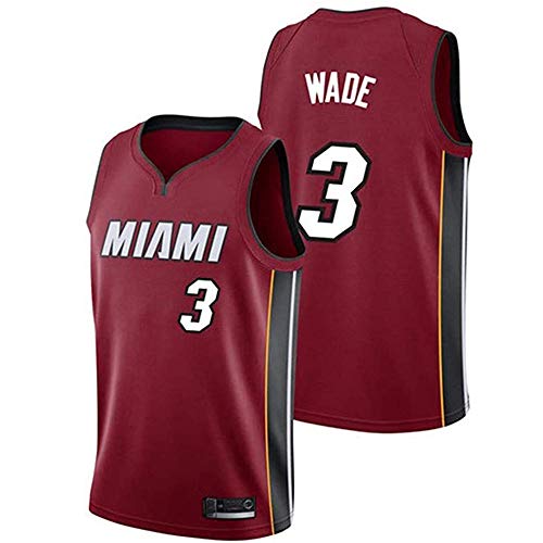 ZHEN Hombres Mujeres Jersey - Heat 3# Wade Retro Transpirable Bordado Baloncesto Swingman Jersey,F,XXL