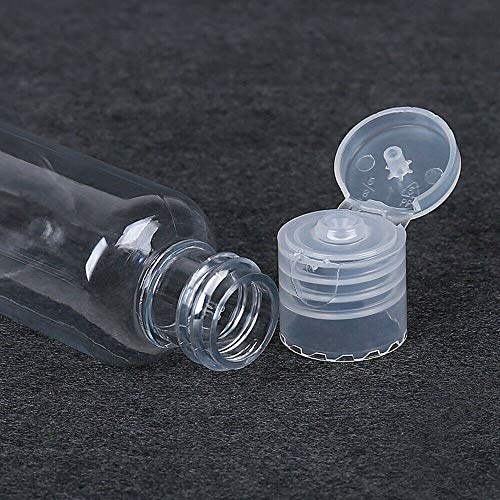 zhiyi-online 50ml Botellas Transparentes de Viajes a Clear efillable Reutilizables contenedores vacíos plástica del Viaje Champú Loción Muestras Botellas (50 Piezas)