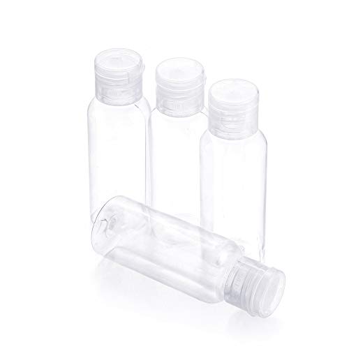 zhiyi-online 50ml Botellas Transparentes de Viajes a Clear efillable Reutilizables contenedores vacíos plástica del Viaje Champú Loción Muestras Botellas (50 Piezas)