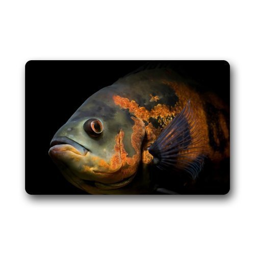 ZHIZIQIU Oscar Fish for Swimming Machine Washable Top Fabric Non-Slip Rubber Backing Doormat Door Mat (L23.6"X15.7"W)