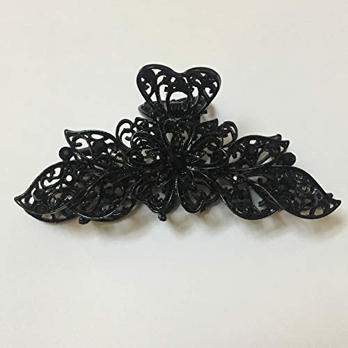 ZHOUCONGYING Accesorios para el Cabello Niñas Señora Women Retro Garra Flores De Pelo Clip De Metal De Gran Tamaño De La Mandíbula De Pelo Broches De Horquilla Grande del Pelo (Color : Black)