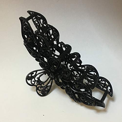 ZHOUCONGYING Accesorios para el Cabello Niñas Señora Women Retro Garra Flores De Pelo Clip De Metal De Gran Tamaño De La Mandíbula De Pelo Broches De Horquilla Grande del Pelo (Color : Black)