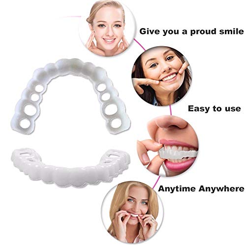 ZHQY Dental Cosméticos carillas, Carillas Dientes Cosméticos Whitening Cosmetic Teeth Covers Snap on Smile Veneer Safe Effective Easy to Use Affordable Teeth Veneers 1 Pair