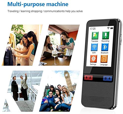 ZHUYU Inteligente traductor de la Lengua de Dispositivos, Inteligente bidireccional instantáneo traductor de la Voz con 2.4inch HD de Pantalla táctil, Compatible con Global 2.4G WiFi Hotspot, Soporte