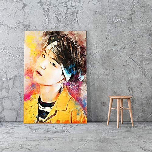 zhuziji DIY Pintar por números BTS Cantante Estrella decoración del hogar Chico Lindo imágenes Cultura Pop Pintar por numeros Personalizado con Pincel y Pintura acrílic30x45cm(Sin Marco)