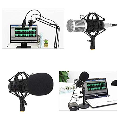 Zidao La grabación del micrófono, Plug and Play Mini micrófono con Eco Fuerte Canto del Karaoke del teléfono podcasting Radiodifusión grabación del micrófono Tarjeta de Sonido USB,Plata