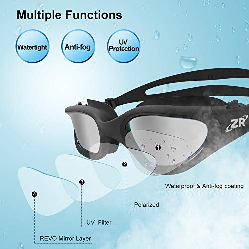 ZIONOR Gafas de Natación, G1 Gafas de Natación Polarizadas con Lente de Espejo/Humo Anti-Niebla y Protección UV Estanco para Hombres Unisex Adulto Mujeres Adolescentes