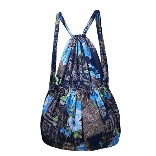 Zipvb Bolsas y cestas de la Compra Bolso Bandolera Viga con cordón Mochila Simple Mujer Mediana Edad Bolsa de Compras Ligera Bolsa de Tela de Flores de Gran Capacidad