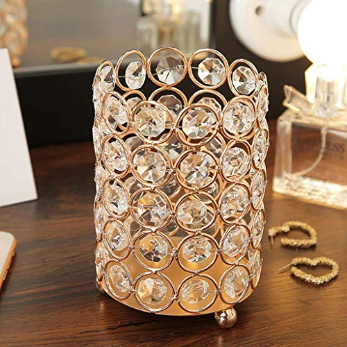 Zjcpow Crystal Golden cepillos del Maquillaje del Organizador del sostenedor de los cosméticos Cepillos Peine, Pluma de la ceja del lápiz de Almacenamiento del envase del Caso, de Oro xuwuhz