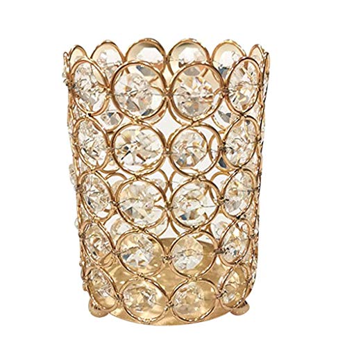 Zjcpow Crystal Golden cepillos del Maquillaje del Organizador del sostenedor de los cosméticos Cepillos Peine, Pluma de la ceja del lápiz de Almacenamiento del envase del Caso, de Oro xuwuhz