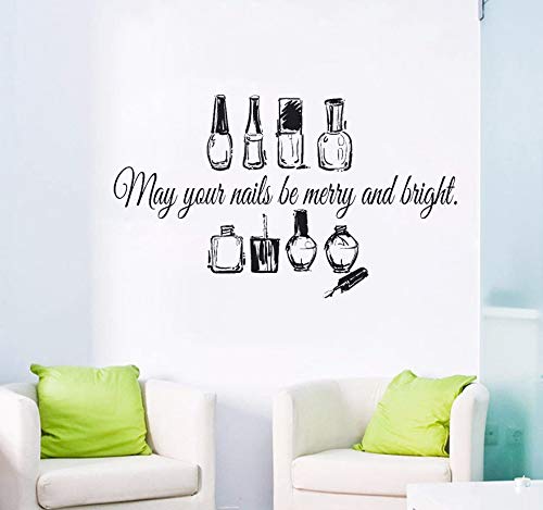Zjxxm Nail Salon Beauty Quote Wall Sticker Nails Nail Art Polish Manicure Pedicure Vinyl Art Decal Beauty Salon Home Decor Decals D351 96 * 57Cm