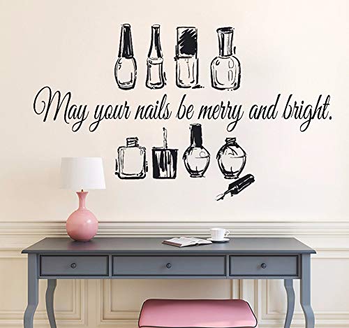 Zjxxm Nail Salon Beauty Quote Wall Sticker Nails Nail Art Polish Manicure Pedicure Vinyl Art Decal Beauty Salon Home Decor Decals D351 96 * 57Cm