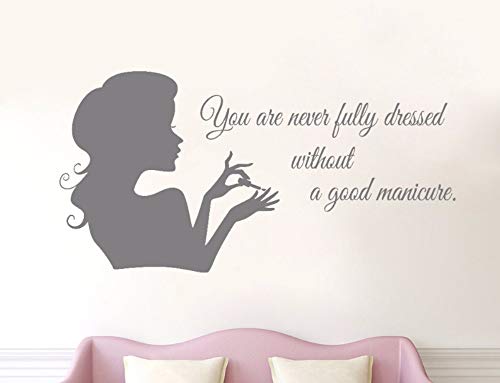 Zjxxm Salón De Manicura Tatuajes De Vinilo De Pared Chica Manos Nails Art Mural Spa Salón De Belleza Tienda De La Ventana De La Ventana Etiqueta De La Decoración Dormitorio Z912 109 * 56 Cm