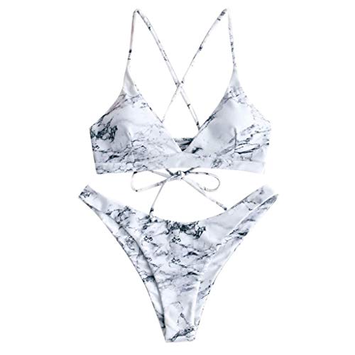 ZJY Traje de baño For Mujer de mármol impresión del Bikini del Traje Acolchado Establece Empuja hacia Arriba el Traje de baño de baño natación Traje de baño Ropa de Playa Verano Trajes de Baño