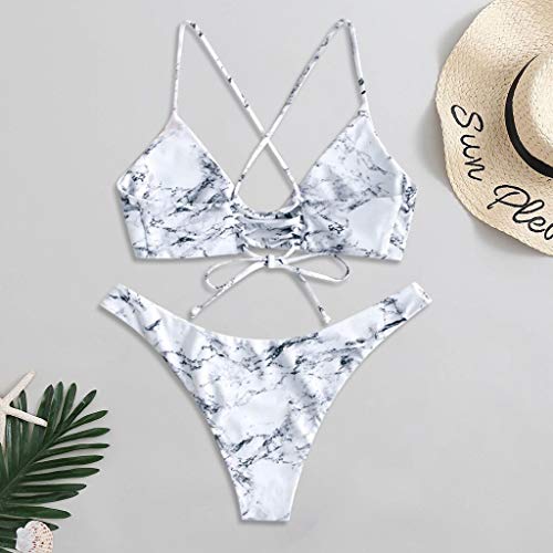 ZJY Traje de baño For Mujer de mármol impresión del Bikini del Traje Acolchado Establece Empuja hacia Arriba el Traje de baño de baño natación Traje de baño Ropa de Playa Verano Trajes de Baño