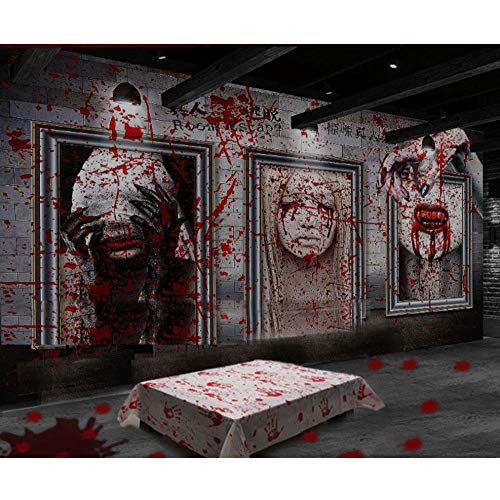Zmdnl Manteles manchados de Sangre de Halloween para la casa embrujada Horror Ciudad Decoraciones de Fiesta de Miedo Manteles manchados de Sangre de Halloween-140x200cm