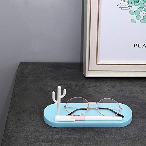 ZNEU Joyas Bandeja CosméTicos perfume Organizador Bandejas Multifuncional Arete Collar Soporte Relojes Llaves TeléFono Monedas Almacenamiento Almohadilla (Azul)