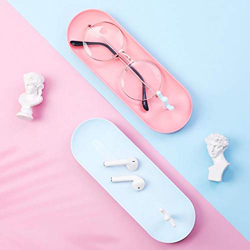 ZNEU Joyas Bandeja CosméTicos perfume Organizador Bandejas Multifuncional Arete Collar Soporte Relojes Llaves TeléFono Monedas Almacenamiento Almohadilla (Azul)