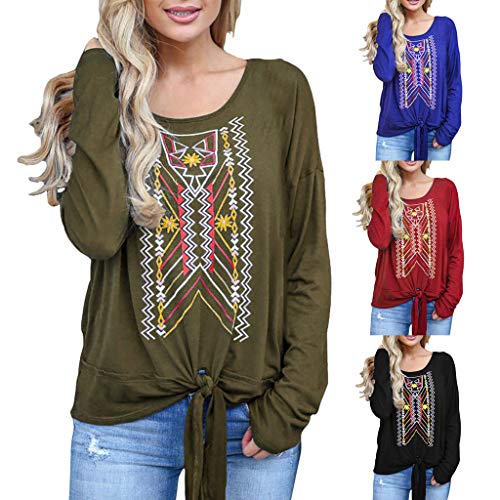 ZODOF Sudadera Mujer sin Capucha Casual Cuello Redondo Color Block Manga Larga Camiseta Tops Sudadera Blusa Sweatshirt T-Shirt