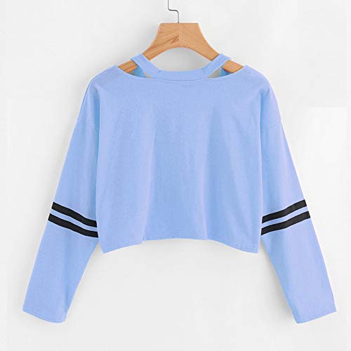ZODOF Sudaderas Cortas para Mujer,Moda para Mujer Sudadera de Manga Larga con Cuello en V Tops Casual Blusa Contraste del Arco Iris Sudaderas Mujer Cortas Adolescente Deportiva Sweatshirt Blusa Tops