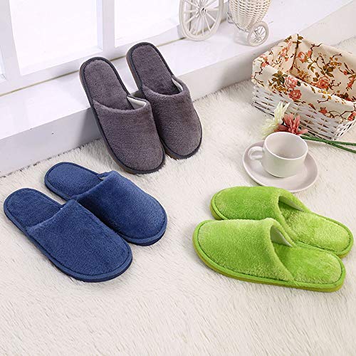 ZODOF Zapatos de Dormitorio Antideslizantes de Invierno para el hogar de Estar Cerradas Calienta Interior Casa Caliente Slippers Suave Algodón Pareja Zapatilla Zapatos Hombres