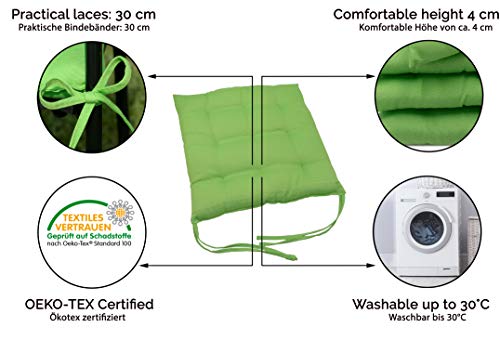 ZOLLNER 4 Cojines para Silla, 40x40 cm, Verde, en varios colores