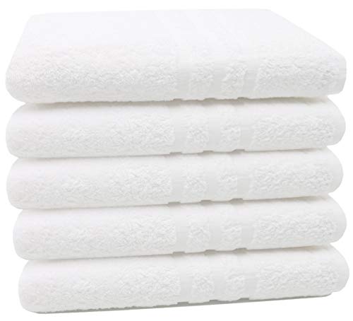 ZOLLNER 5 Toallas de baño Grandes 100% algodón, 100x150 cm, Blancas