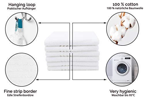 ZOLLNER 6 Toallas de tocador de Rizo Blancas, 100% algodón, 40x60 cm
