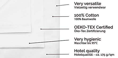 ZOLLNER Sábana Bajera de algodón Blanca, Cama 150, 240x290 cm, Otras Medidas