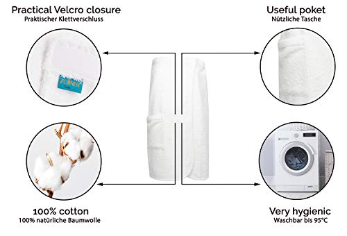 ZOLLNER Toalla Sauna para Mujer, Blanca, algodón, S-M, Otras Tallas y Colores