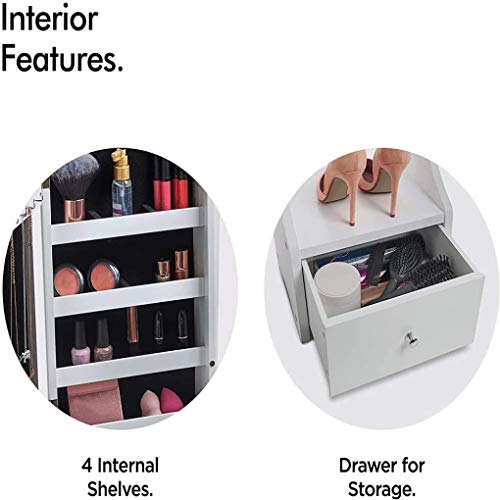 ZQCM Joyero, Organizador de Joyas, Caja de Almacenamiento con Espejo, para Pulseras, Pendientes, Anillos, Collares