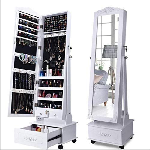 ZQCM Joyero, Organizador de Joyas, Caja de Almacenamiento con Espejo, para Pulseras, Pendientes, Anillos, Collares