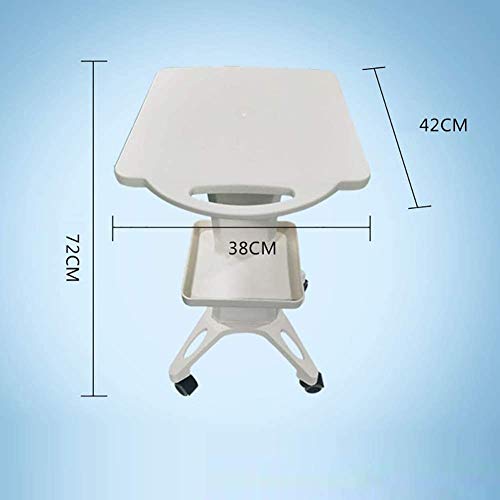 ZRABCD Carretilla Servicio Carro Salón Banco de Trabajo Móvil Limpiar,Banda Brazo Ruedas Acero Inoxidable Carretilla,por Salón de Belleza Barbería Hotel Práctico/Blanco / 42×38×72cm